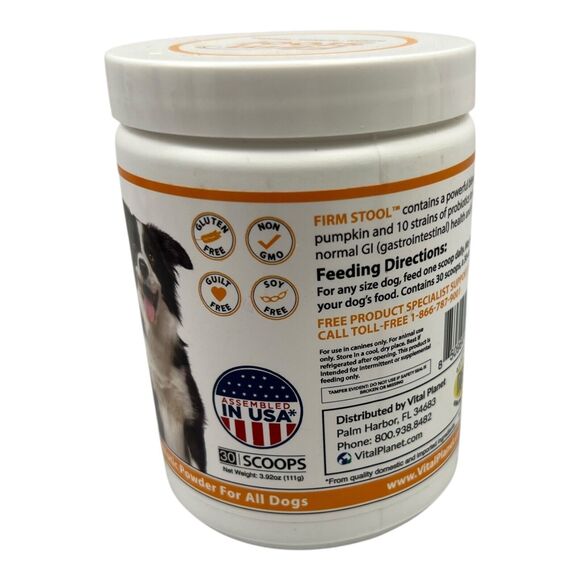 Vital Planet Firm Stool Pumpkin Probiotic Prebiotic Powder For All Dogs 3.9oz - Picture 2 of 6